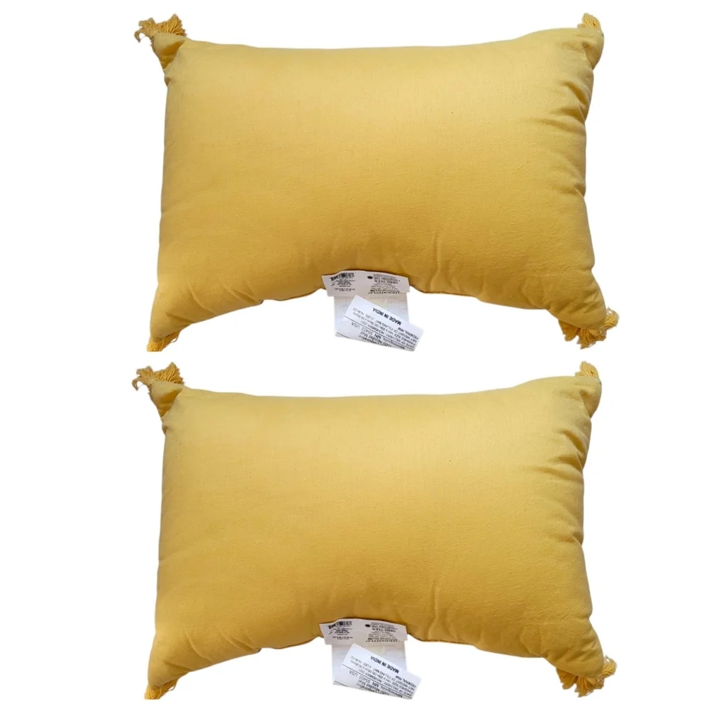 Threshold Bunny Easter Throw Pillows Yellow Embroidery Home Décor 20x14 Set Of 2